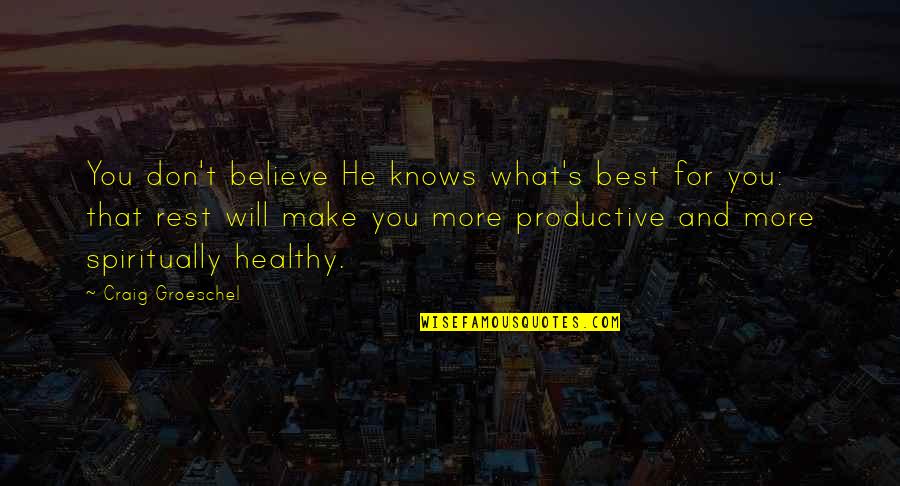 Summer Thirst Quotes By Craig Groeschel: You don't believe He knows what's best for Summer Thirst Quotes By Craig Groeschel: You don't believe He knows what's best for