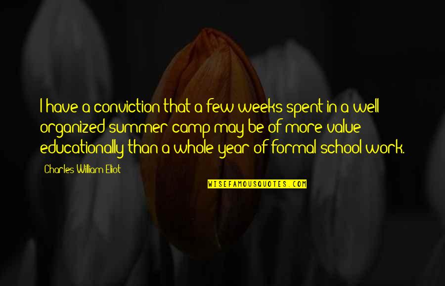Summer Well Spent Quotes By Charles William Eliot: I have a conviction that a few weeks