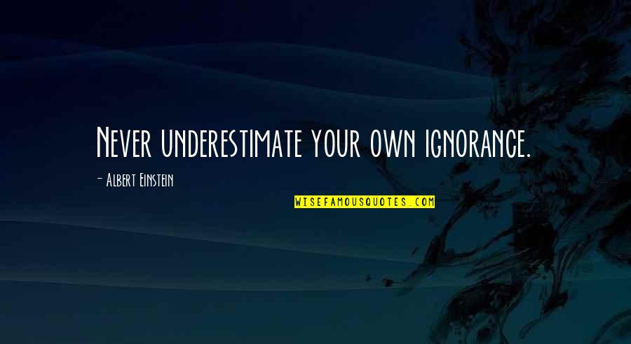 Summit Cheer Quotes By Albert Einstein: Never underestimate your own ignorance.