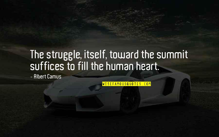Summit Quotes By Albert Camus: The struggle, itself, toward the summit suffices to