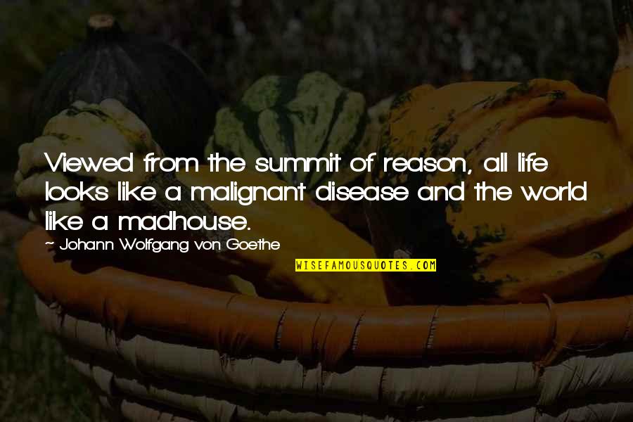 Summit Quotes By Johann Wolfgang Von Goethe: Viewed from the summit of reason, all life