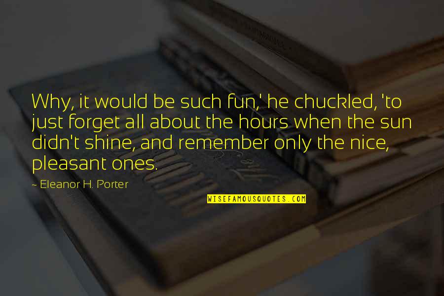 Sun And Fun Quotes By Eleanor H. Porter: Why, it would be such fun,' he chuckled,