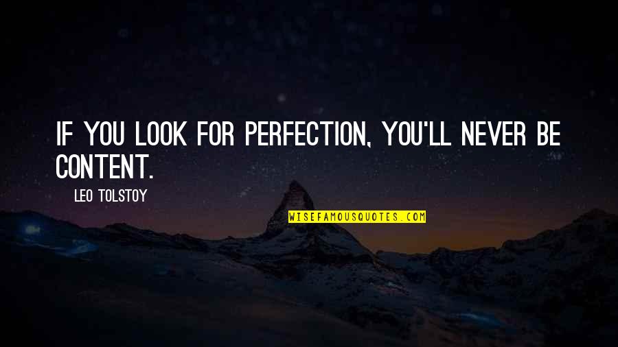 Sun Bin Quotes By Leo Tolstoy: If you look for perfection, you'll never be