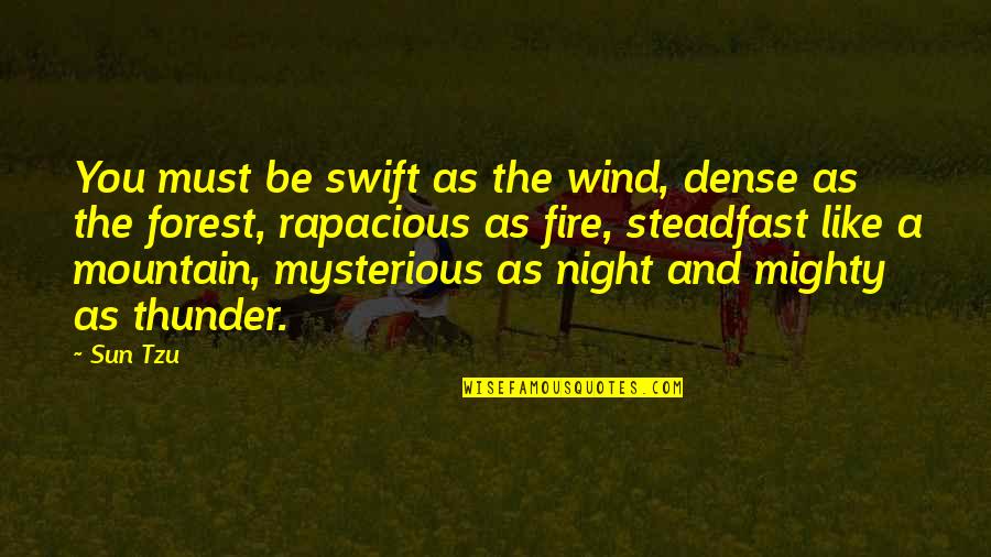 Sun Fire Quotes By Sun Tzu: You must be swift as the wind, dense