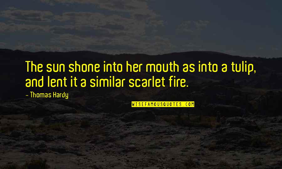 Sun Fire Quotes By Thomas Hardy: The sun shone into her mouth as into