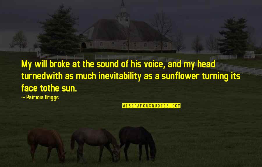 Sun In Face Quotes By Patricia Briggs: My will broke at the sound of his