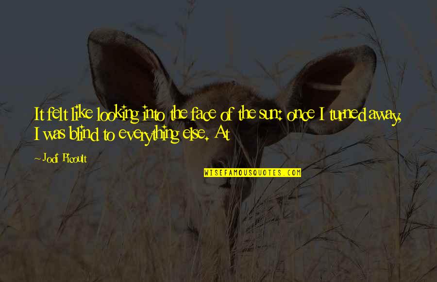 Sun In My Face Quotes By Jodi Picoult: It felt like looking into the face of Sun In My Face Quotes By Jodi Picoult: It felt like looking into the face of
