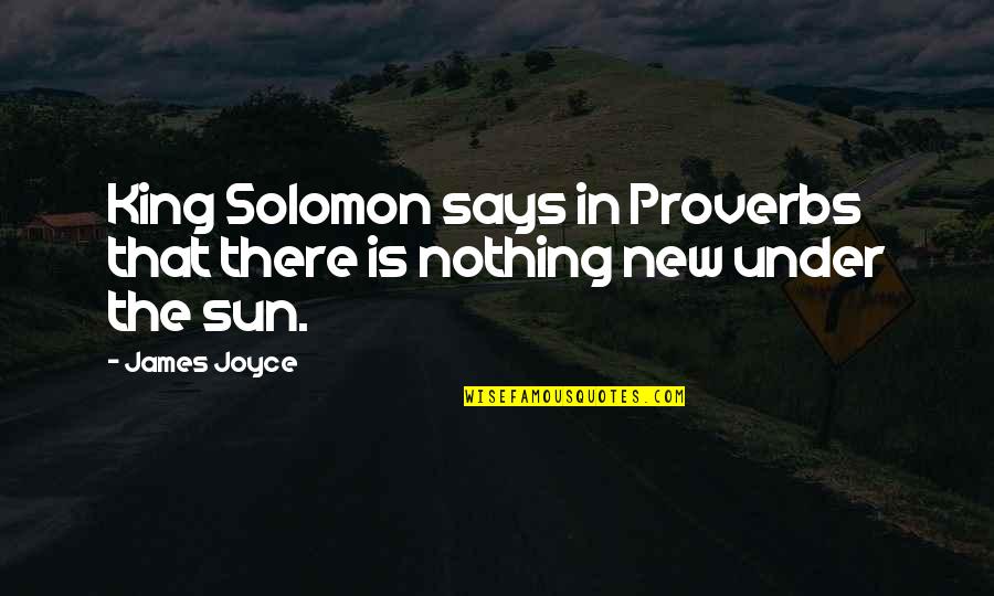 Sun King Quotes By James Joyce: King Solomon says in Proverbs that there is