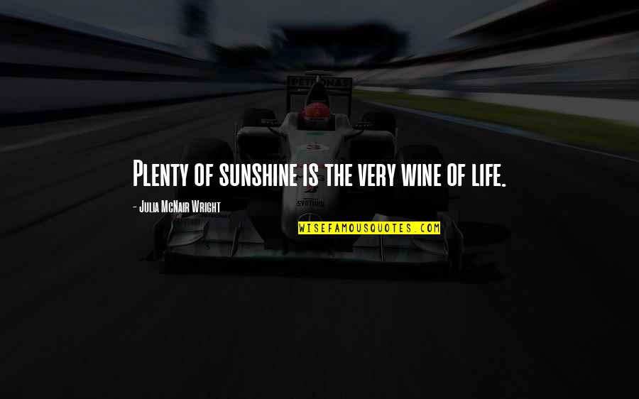 Sun Life Quotes By Julia McNair Wright: Plenty of sunshine is the very wine of