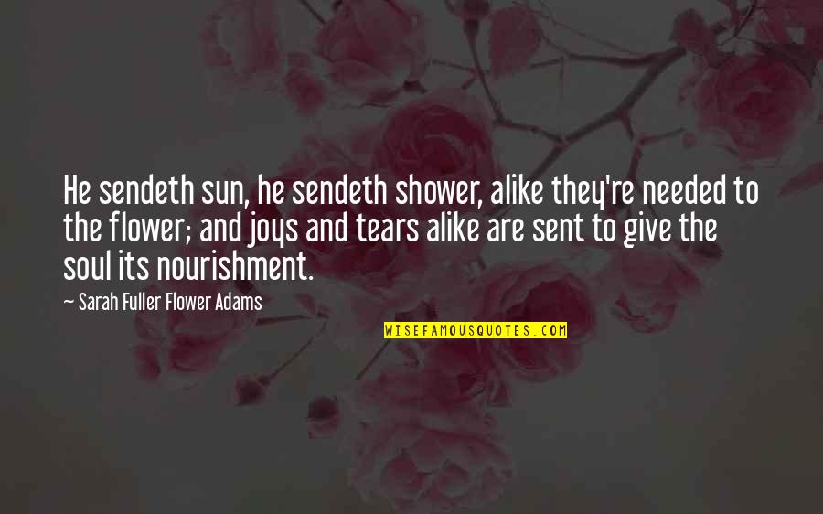 Sun Shower Quotes By Sarah Fuller Flower Adams: He sendeth sun, he sendeth shower, alike they're