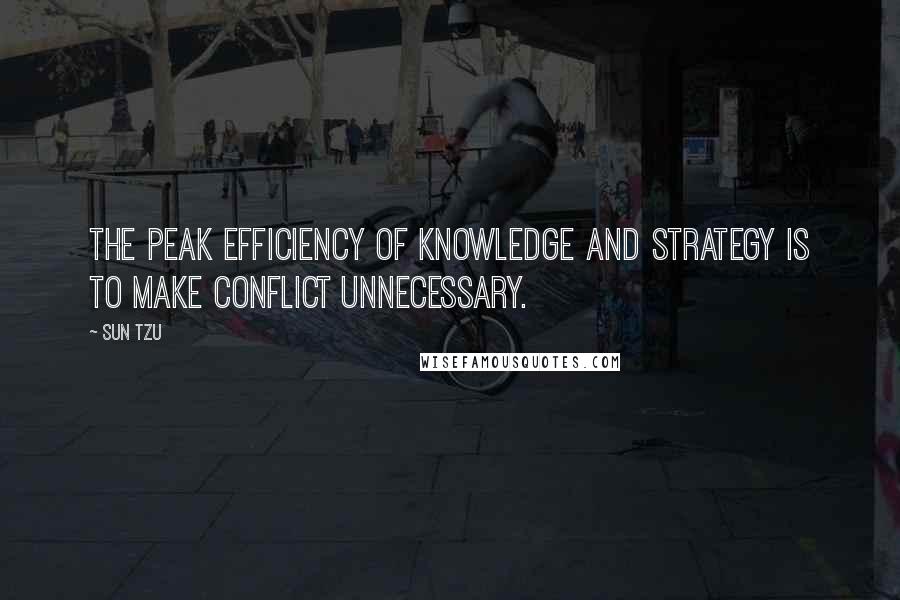 Sun Tzu quotes: The peak efficiency of knowledge and strategy is to make conflict unnecessary.
