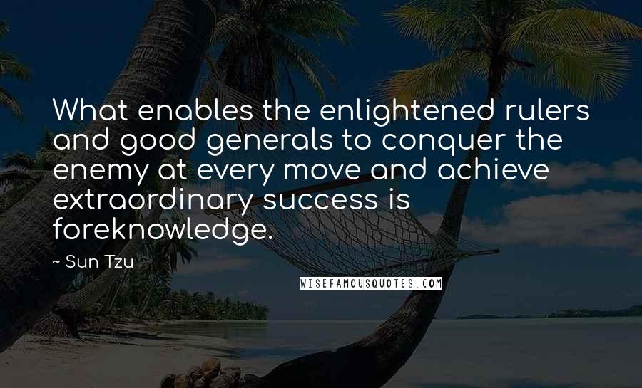 Sun Tzu quotes: What enables the enlightened rulers and good generals to conquer the enemy at every move and achieve extraordinary success is foreknowledge.