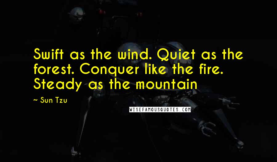 Sun Tzu quotes: Swift as the wind. Quiet as the forest. Conquer like the fire. Steady as the mountain