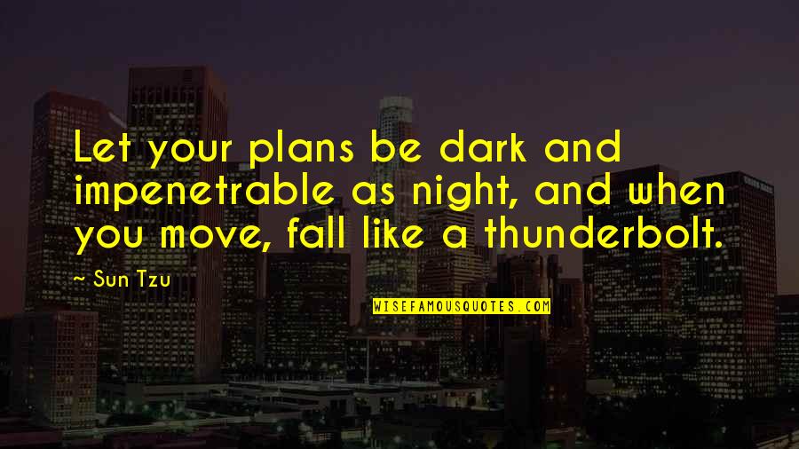Sun Tzu Thunderbolt Quotes By Sun Tzu: Let your plans be dark and impenetrable as Sun Tzu Thunderbolt Quotes By Sun Tzu: Let your plans be dark and impenetrable as
