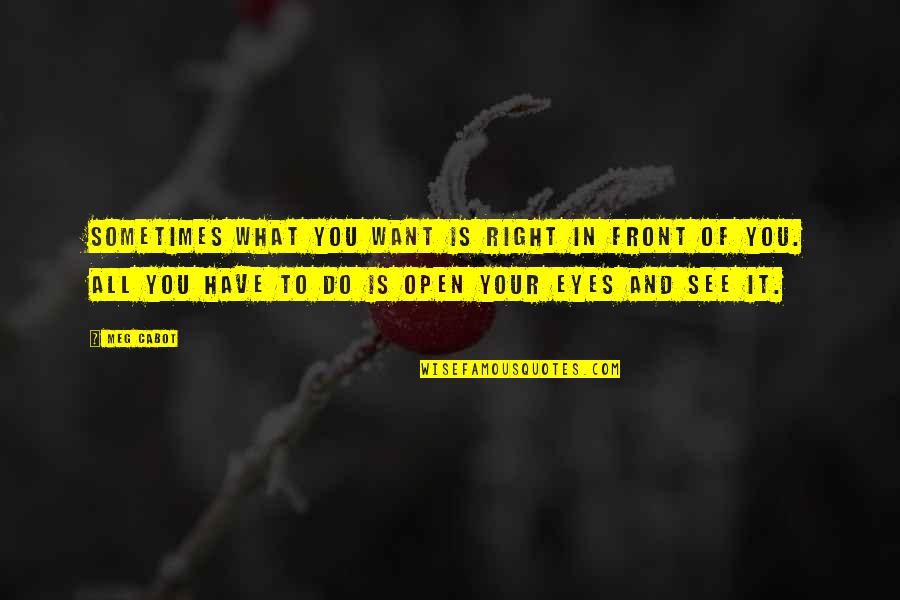 Suncorp Contents Quotes By Meg Cabot: Sometimes what you want is right in front Suncorp Contents Quotes By Meg Cabot: Sometimes what you want is right in front