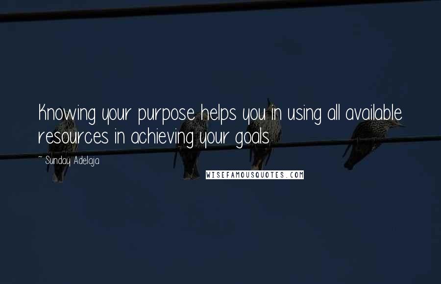 Sunday Adelaja quotes: Knowing your purpose helps you in using all available resources in achieving your goals