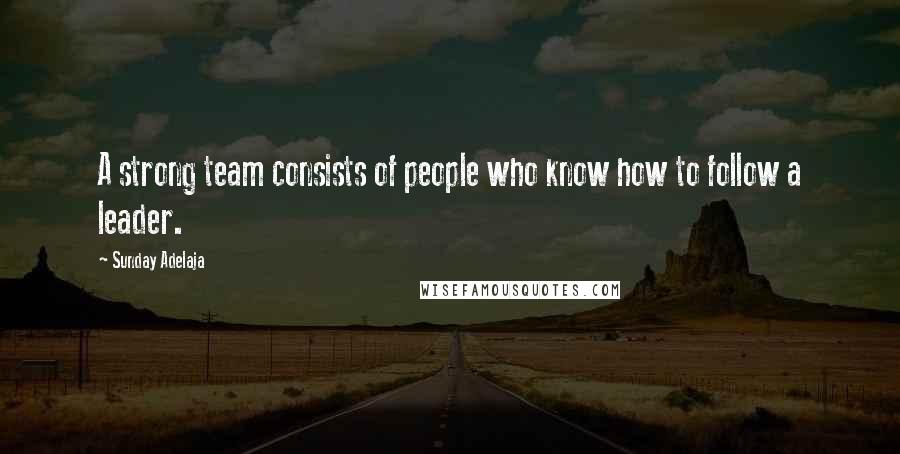 Sunday Adelaja quotes: A strong team consists of people who know how to follow a leader.