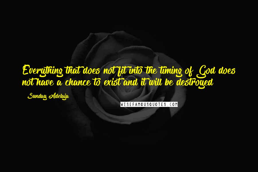 Sunday Adelaja quotes: Everything that does not fit into the timing of God does not have a chance to exist and it will be destroyed