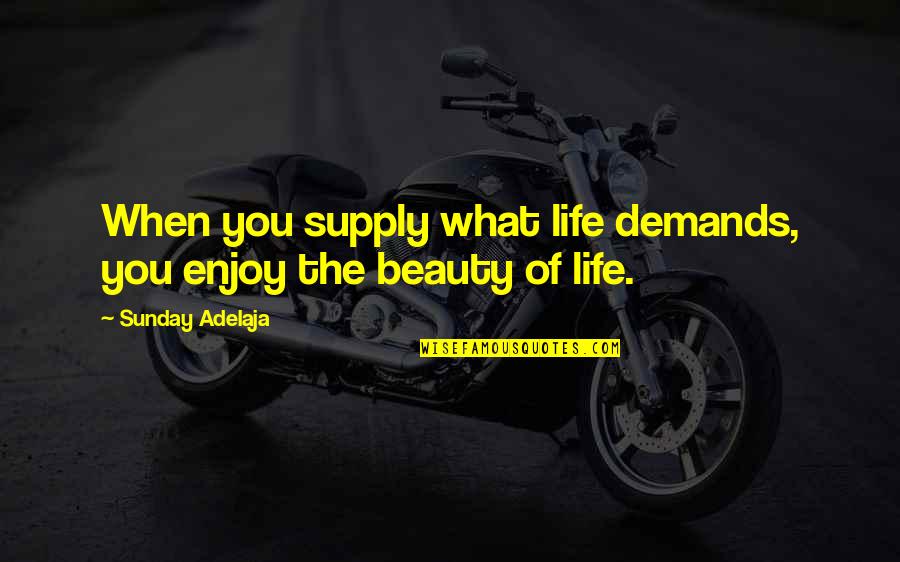 Sunday Enjoy Quotes By Sunday Adelaja: When you supply what life demands, you enjoy