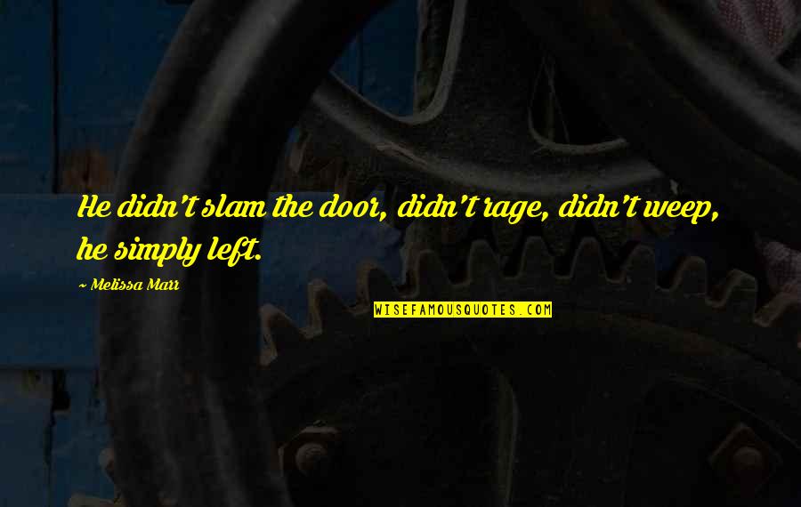 Sunday Funday Quotes By Melissa Marr: He didn't slam the door, didn't rage, didn't