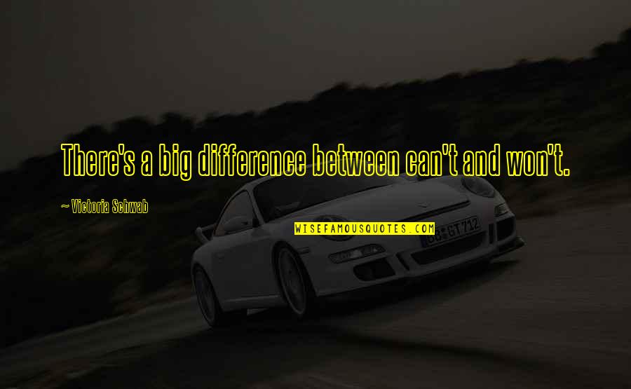 Sunday League Football Funny Quotes By Victoria Schwab: There's a big difference between can't and won't.