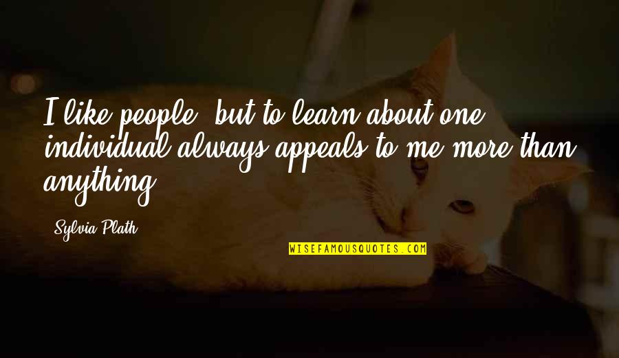 Sundering Spear Quotes By Sylvia Plath: I like people, but to learn about one Sundering Spear Quotes By Sylvia Plath: I like people, but to learn about one