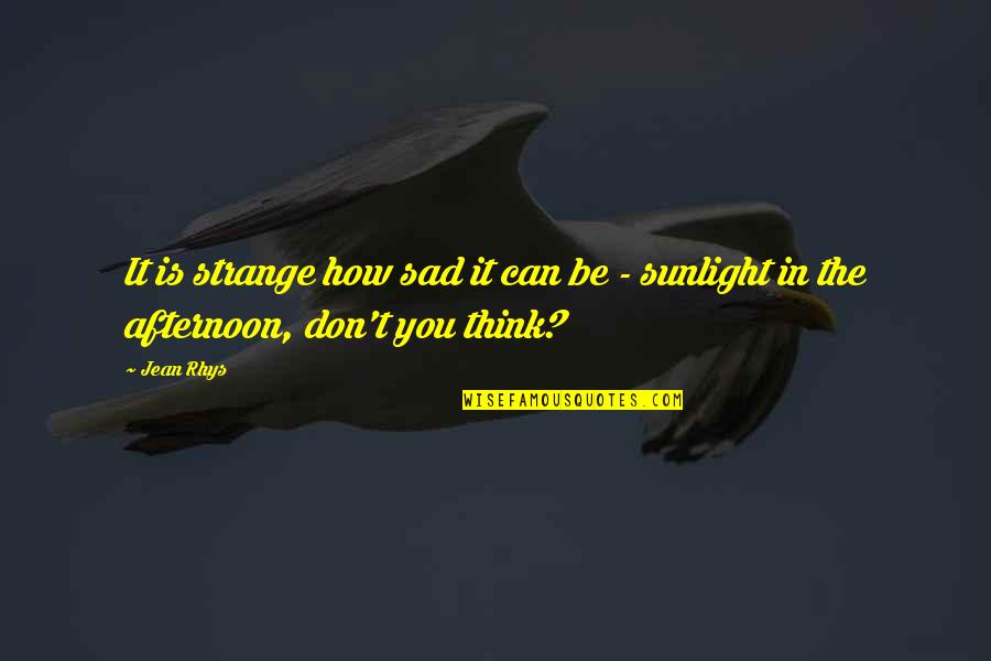 Sunfall Cattery Quotes By Jean Rhys: It is strange how sad it can be