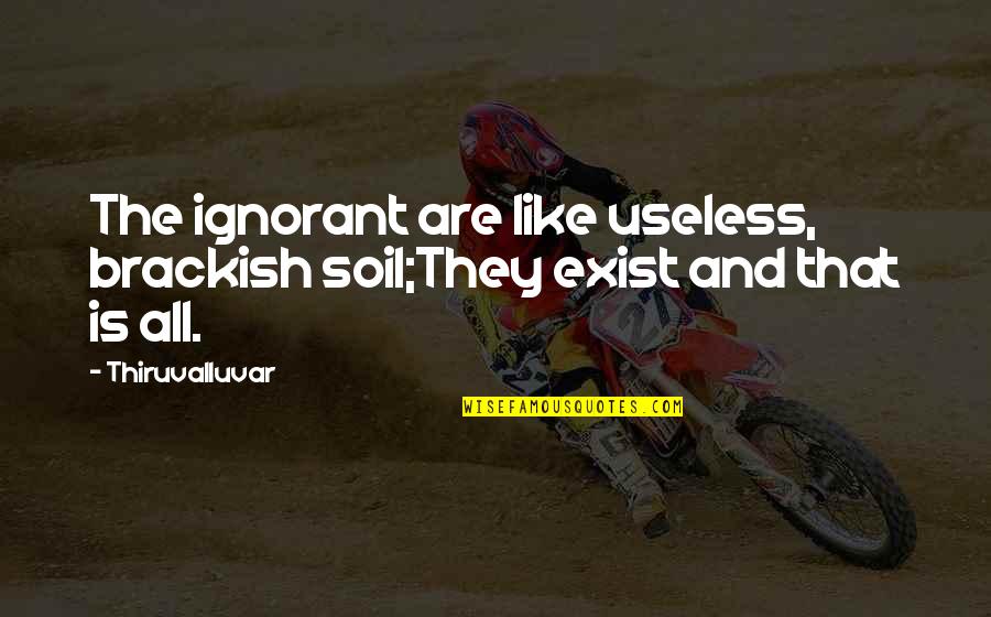 Sunfall Cattery Quotes By Thiruvalluvar: The ignorant are like useless, brackish soil;They exist