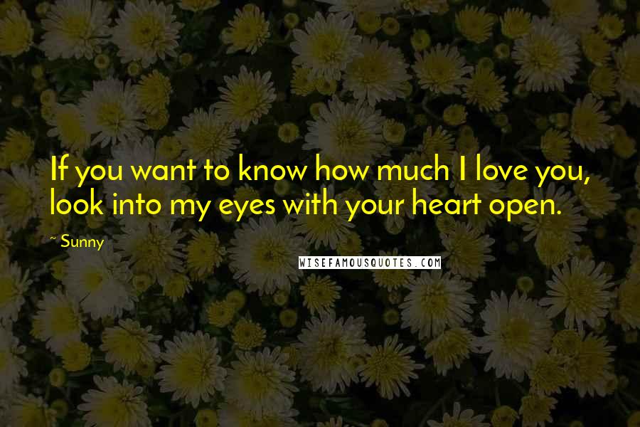 Sunny quotes: If you want to know how much I love you, look into my eyes with your heart open.