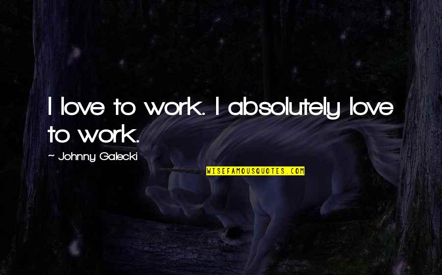 Sunny Side Up Quotes By Johnny Galecki: I love to work. I absolutely love to Sunny Side Up Quotes By Johnny Galecki: I love to work. I absolutely love to