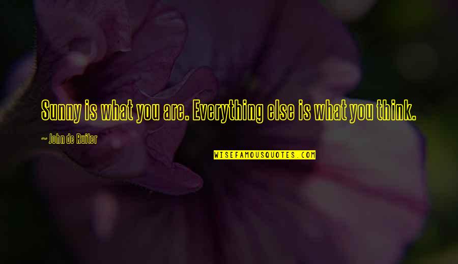 Sunny'd Quotes By John De Ruiter: Sunny is what you are. Everything else is Sunny'd Quotes By John De Ruiter: Sunny is what you are. Everything else is