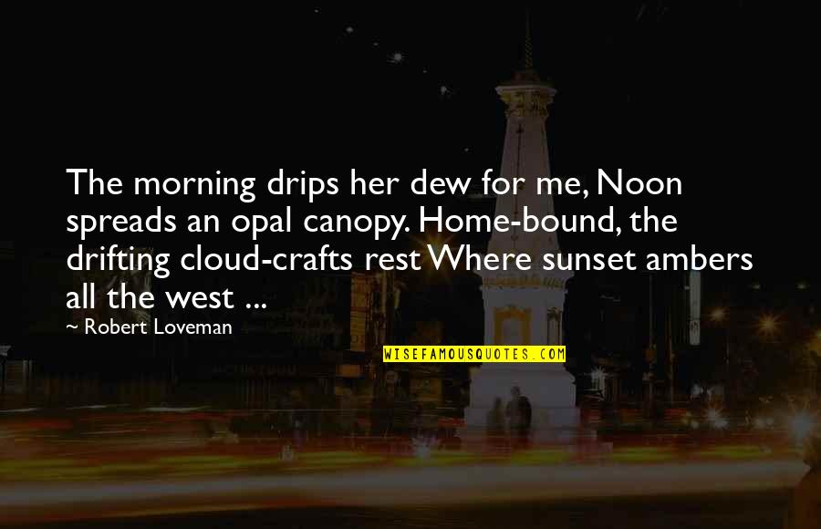 Sunset And Home Quotes By Robert Loveman: The morning drips her dew for me, Noon