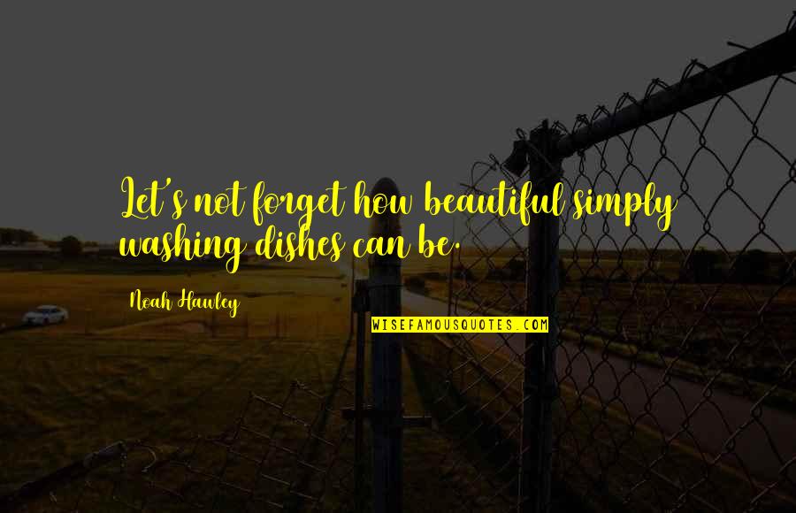 Sunsets And Water Quotes By Noah Hawley: Let's not forget how beautiful simply washing dishes