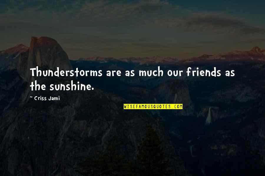 Sunshine And Rain Quotes By Criss Jami: Thunderstorms are as much our friends as the
