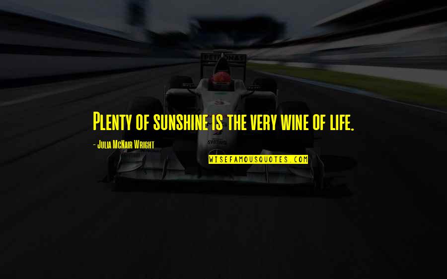 Sunshine And Wine Quotes By Julia McNair Wright: Plenty of sunshine is the very wine of