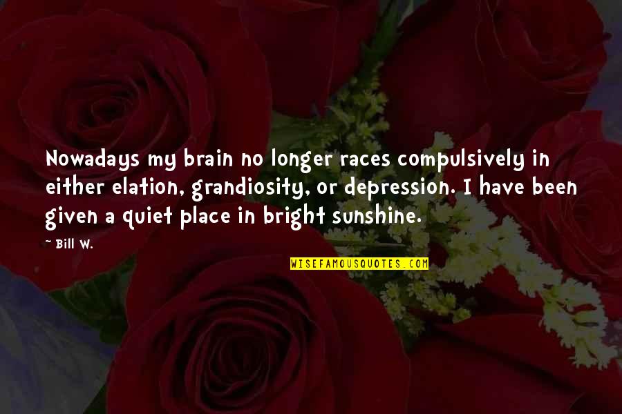 Sunshine Bright Quotes By Bill W.: Nowadays my brain no longer races compulsively in