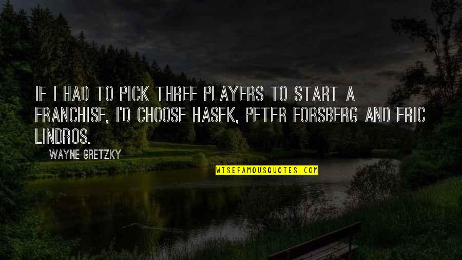 Sunshine Days Quotes By Wayne Gretzky: If I had to pick three players to