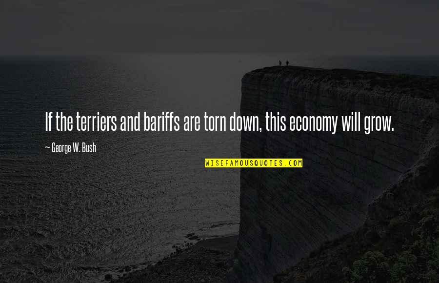 Sunshiny Quotes By George W. Bush: If the terriers and bariffs are torn down, Sunshiny Quotes By George W. Bush: If the terriers and bariffs are torn down,