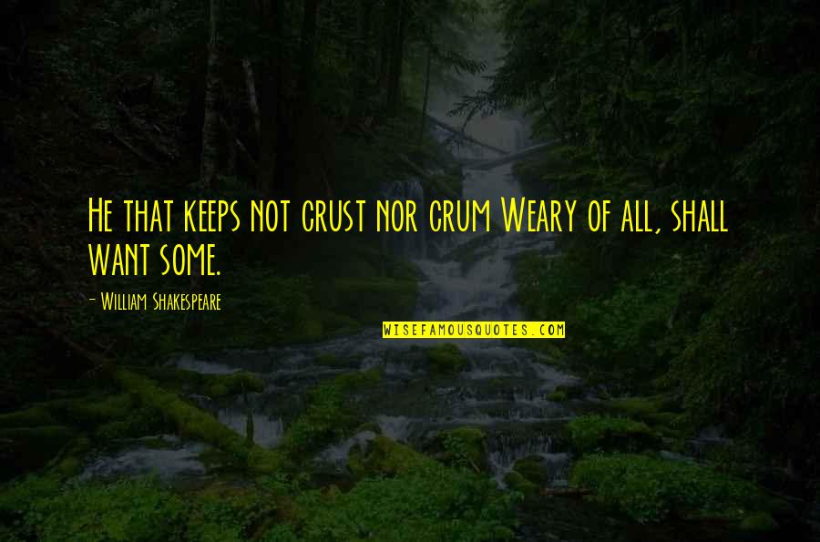 Suolo In Inglese Quotes By William Shakespeare: He that keeps not crust nor crum Weary Suolo In Inglese Quotes By William Shakespeare: He that keeps not crust nor crum Weary