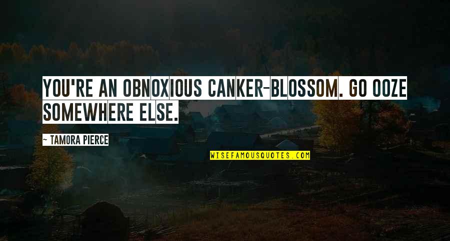 Super Cool Picture Quotes By Tamora Pierce: You're an obnoxious canker-blossom. Go ooze somewhere else.