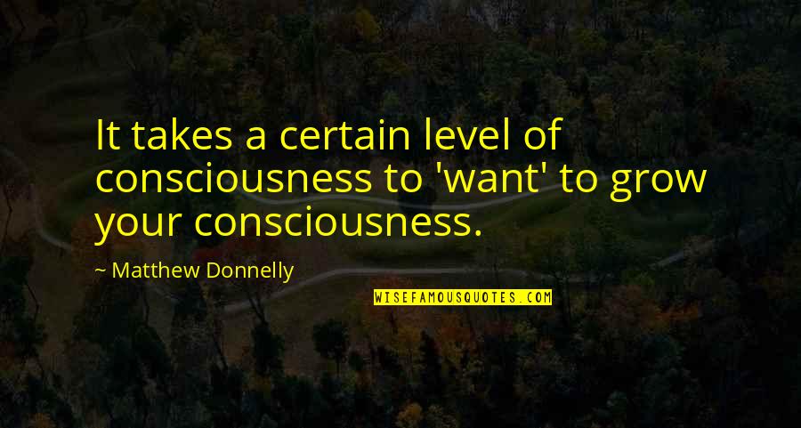 Super Duper Cool Quotes By Matthew Donnelly: It takes a certain level of consciousness to