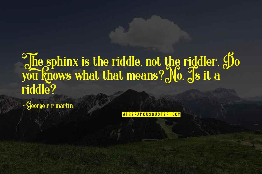 Super Packed Winter Quotes By George R R Martin: The sphinx is the riddle, not the riddler.