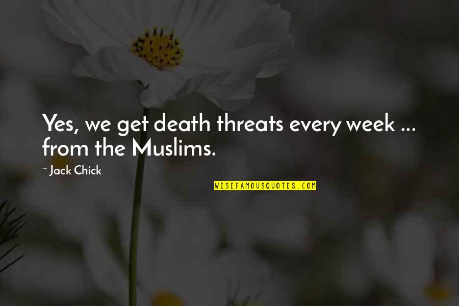 Super Short Quotes By Jack Chick: Yes, we get death threats every week ...