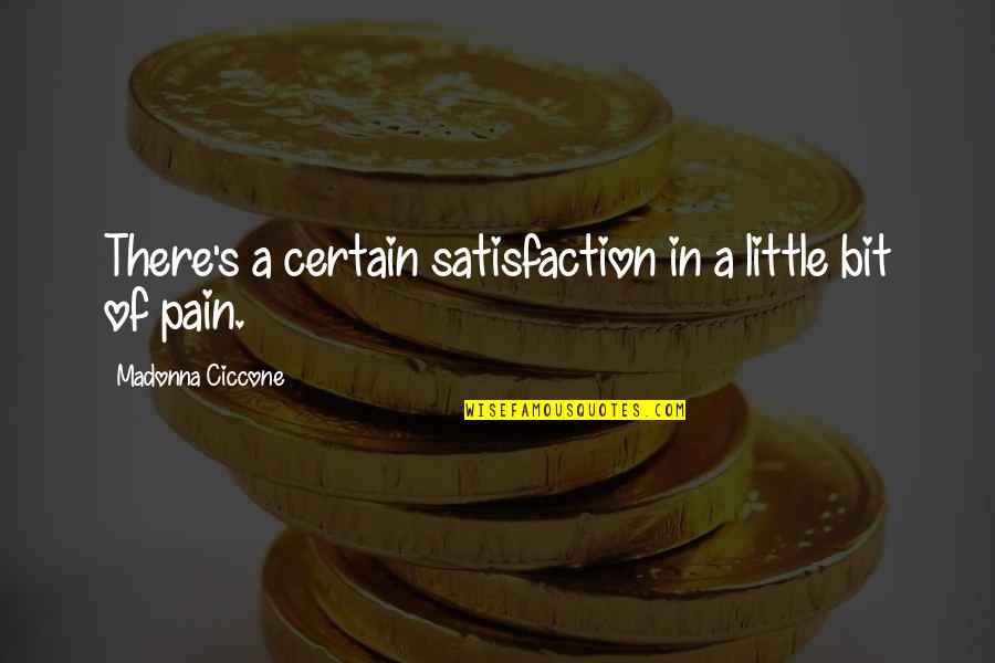 Super Smart Short Quotes By Madonna Ciccone: There's a certain satisfaction in a little bit