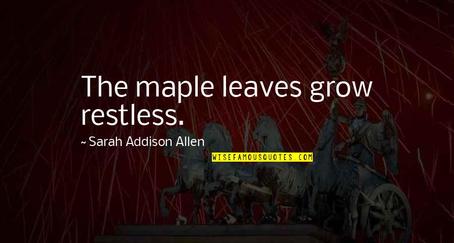 Superhuman Strength Quotes By Sarah Addison Allen: The maple leaves grow restless.