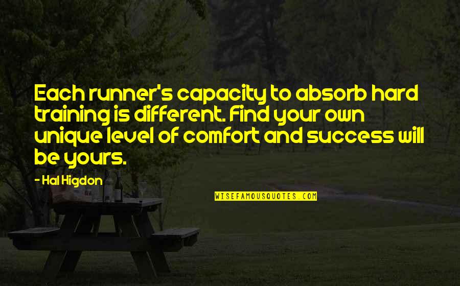 Superintendents Academy Quotes By Hal Higdon: Each runner's capacity to absorb hard training is Superintendents Academy Quotes By Hal Higdon: Each runner's capacity to absorb hard training is