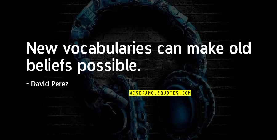 Superman For All Seasons Quotes By David Perez: New vocabularies can make old beliefs possible.