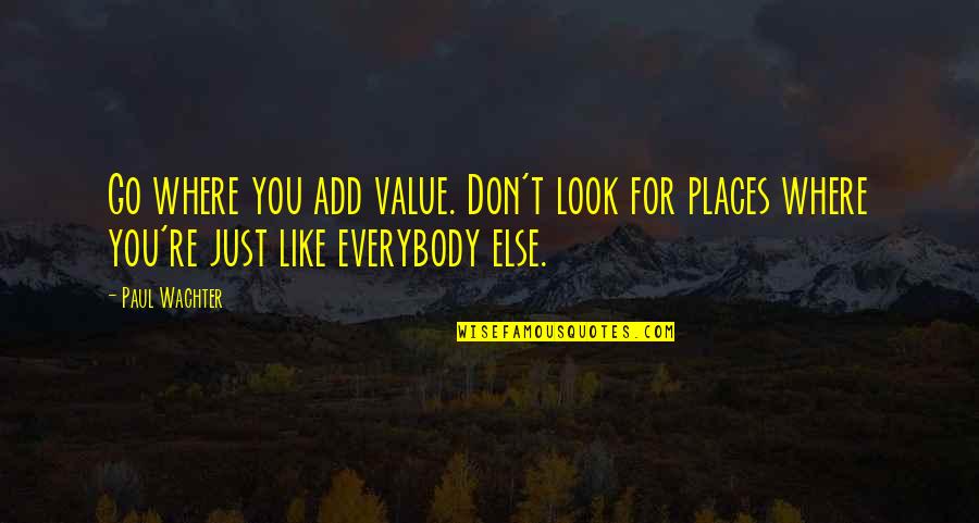 Superordinate Goal Quotes By Paul Wachter: Go where you add value. Don't look for