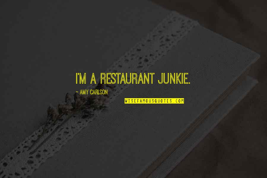 Supersedes Synonyms Quotes By Amy Carlson: I'm a restaurant junkie.