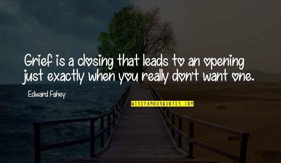 Superstitious Beliefs On Snakes Quotes By Edward Fahey: Grief is a closing that leads to an